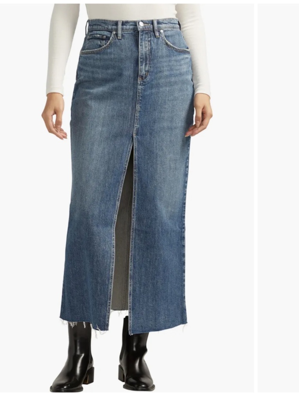 Silver Jeans | Blue Straight-Leg Denim Maxi Skirt